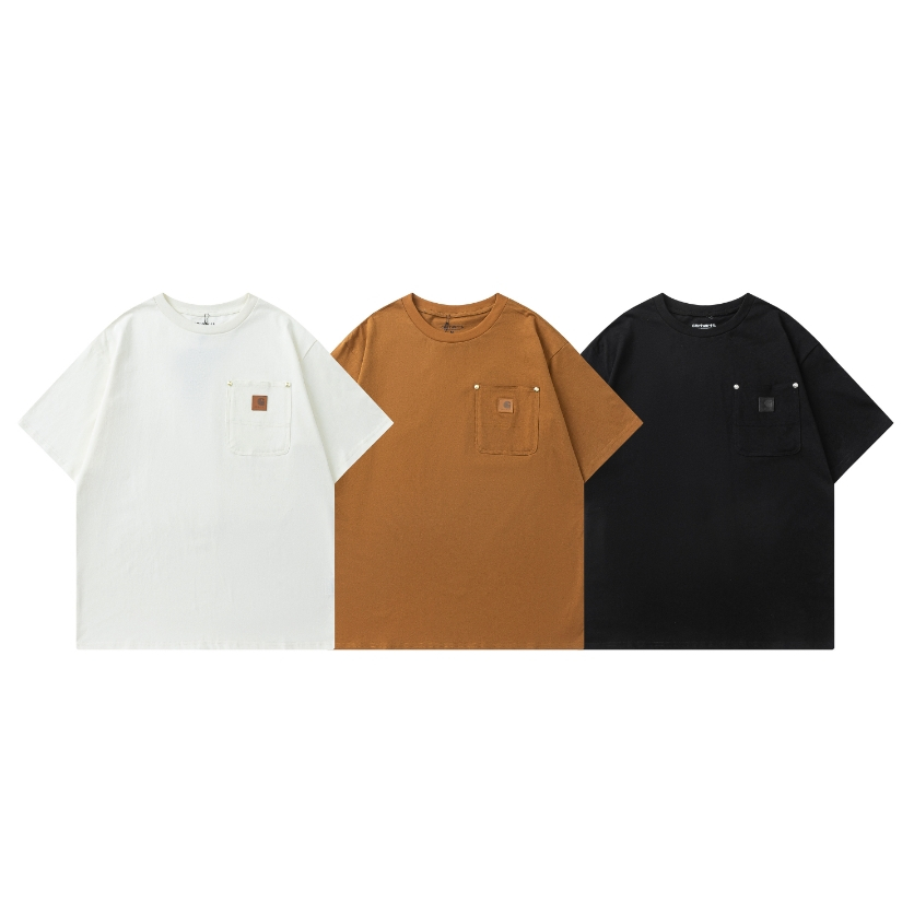 Áo thun cổ tròn tay ngắn từ cotton nguyên chất 220g
