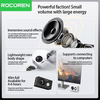 Loa Bluetooth Rocoren X2 Loa âm thanh nổi không dây Mini True di động có âm thanh vòm 360 độ