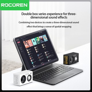 Loa Bluetooth Rocoren X2 Loa âm thanh nổi không dây Mini True di động có âm thanh vòm 360 độ