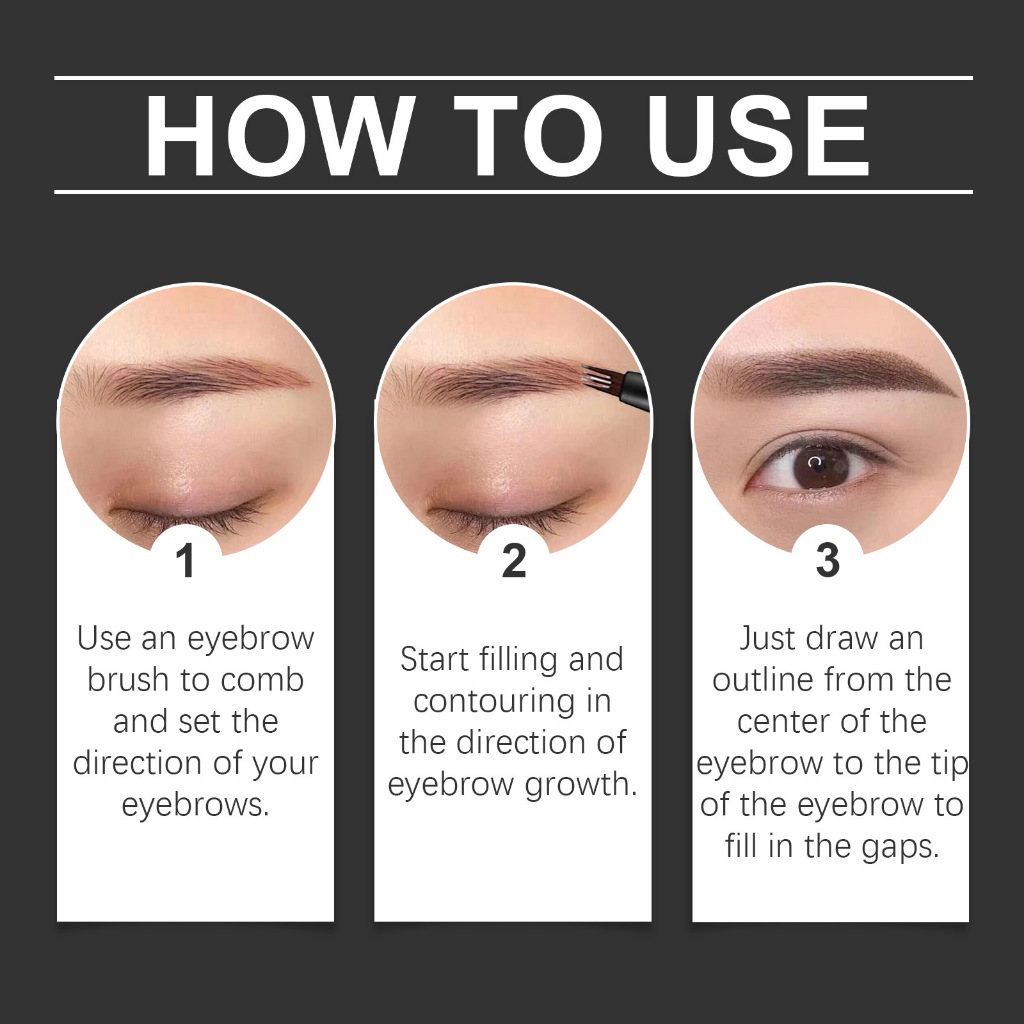 Bút kẻ mày Microblading EELHOPE với đầu 4 chiếc, Bút chì kẻ mày nước lâu trôi - Dễ dàng & Tự nhiên