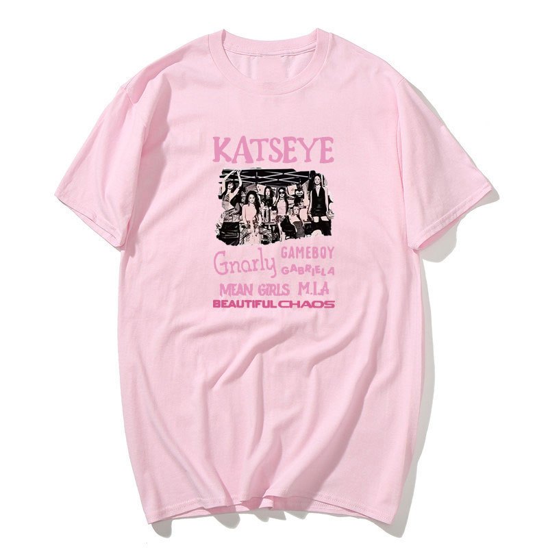 Retro Katseye Áo Thun K-Pop, Áo Sơ Mi Tay Ngắn Phù Hợp Nhiều Size, Thời Trang Hè