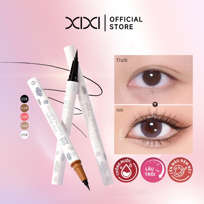 Xixi Bút kẻ mắt 2 đầu – Không lem, chống nước, dễ kẻ, nét mảnh, đa năng, makeup tự nhiên D264