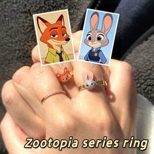Nhẫn ba chiều hình thỏ Judy và fox Nick từ Zootopia - Bộ nhẫn cặp đôi