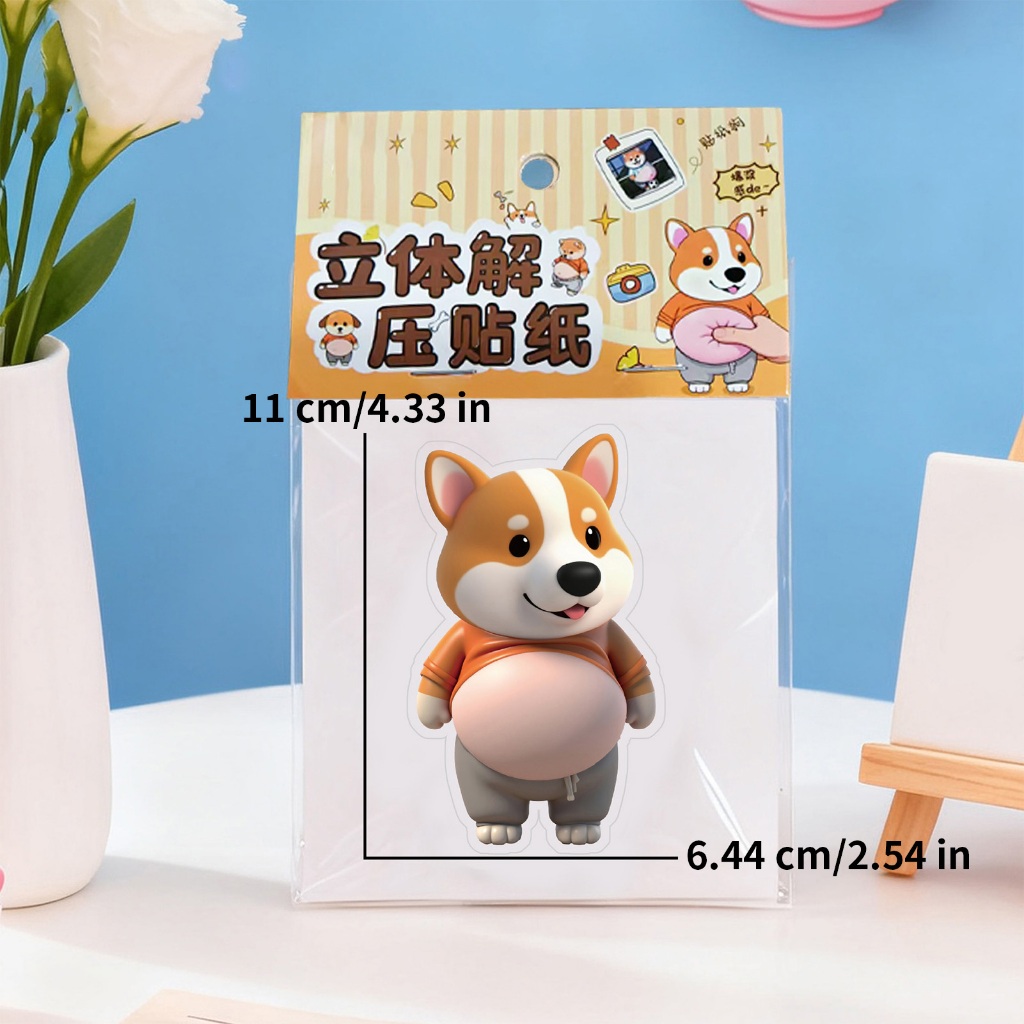 Dễ Thương 3D Dán Chó Bóp Bụng Đề Can Đảng Ủng Hộ Miếng Dán Có Thể Tái Sử Dụng Cho Trẻ Em Bé Gái Thanh Thiếu Niên Người Lớn Đảng