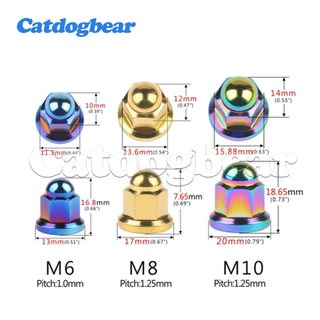 Catdogbear Titanium Ti Nut M6 Pitch 1.0mm M8 / M10 Pitch 1.25mm Dome Head Mặt bích Khóa Đai ốc cho xe đạp Xe máy ô tô