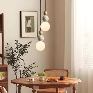 AIMI Đèn Chùm Travertine Màu Vàng Tự Nhiên Wabi Cho Phòng Ngủ Đầu Giường Phòng Khách Nhà Bếp Phòng Ăn Đèn Treo Hình Cầu Gỗ Bóng Đá