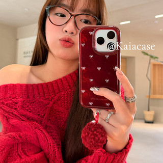 Vỏ điện thoại bóng sang trọng họa tiết sông băng màu trắng nơ màu trắng Hàn Quốc cho iPhone 17Promax 14 15 16 Pro Max 13 Sweet Girly Vỏ di động hai lớp imd chống sốc