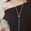 Vòng Cổ Ngọc Trai Dài Hoa Oải Hương Với Mặt Dây Chuyền Chữ Thập, Thiết Kế Sang Trọng Cho Ngày Thường