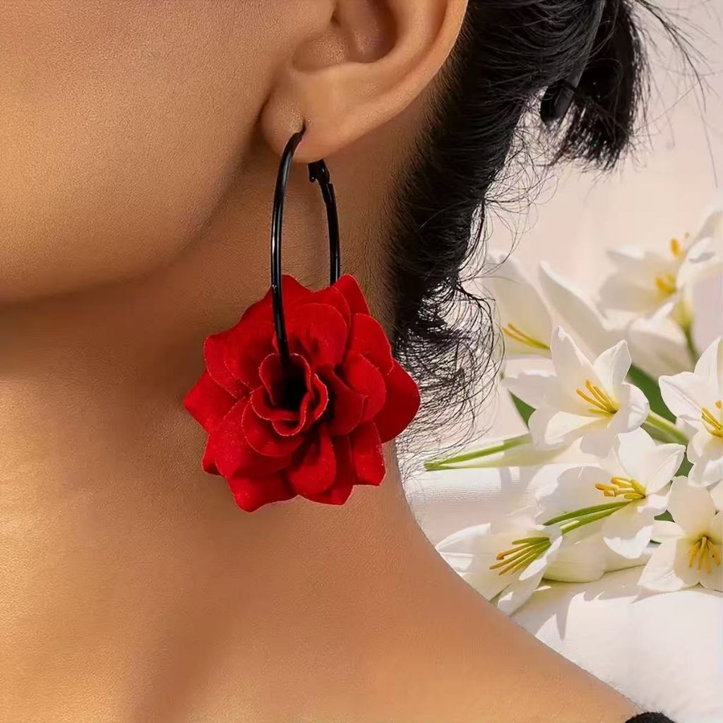 Bông tai hoa hồng nữ thanh lịch, phù hợp cho hàng ngày và kỳ nghỉ