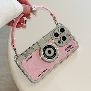 Sang Trọng Mạ 3D Camera Da Wrsit Dây Đeo Ốp Lưng Điện Thoại iPhone 17Promax 17Pro 16Promax 12 13 14 15 Pro Max Chống Sốc Nam Nữ Vỏ Di Động
