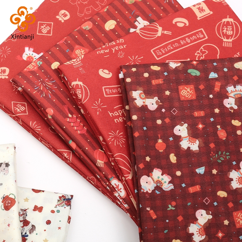 Vải Cotton Đỏ 0.5m Cho Trang Trí Lễ Hội Mùa Xuân