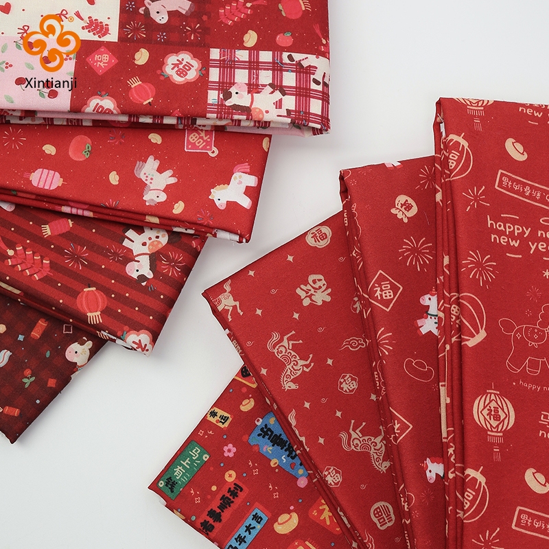 Vải Cotton Đỏ 0.5m Cho Trang Trí Lễ Hội Mùa Xuân