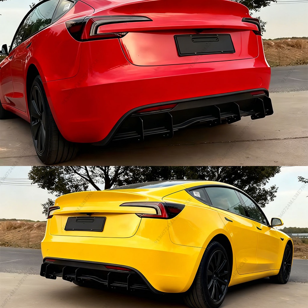 Dành Cho Xe Tesla Model 3 Cao Nguyên 2024 2025 Hiệu Suất Cao Phía Sau Cản Bộ Chia Bao Viền Khuếch Tán Điều Chỉnh Môi Phụ Kiện DF Phong Cách
