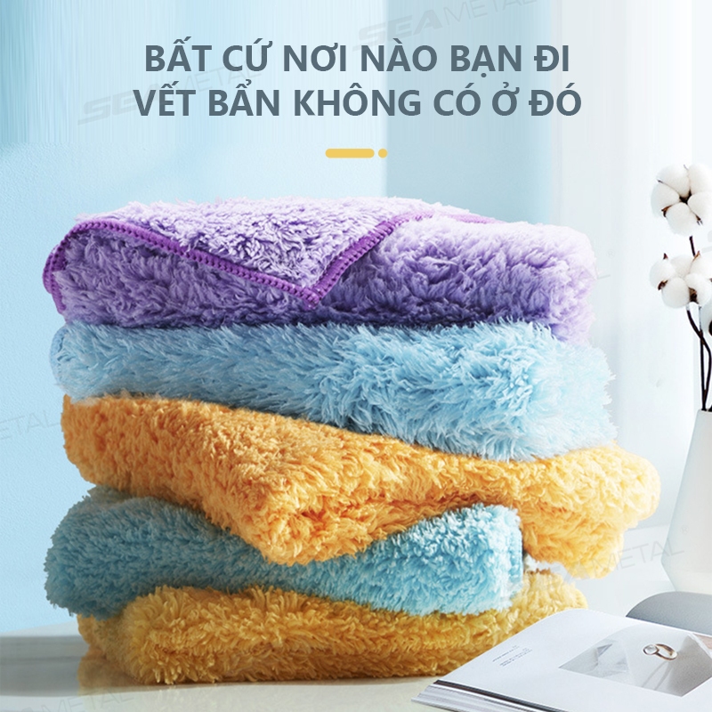 SEAMETAL Xe San Hô Lông Cừu Vải Làm Sạch Nước Mạnh Và Dầu Hút Mềm Rag Đa Năng San Hô Lông Cừu Sợi Cạnh Khăn San Hô Nhung Rag