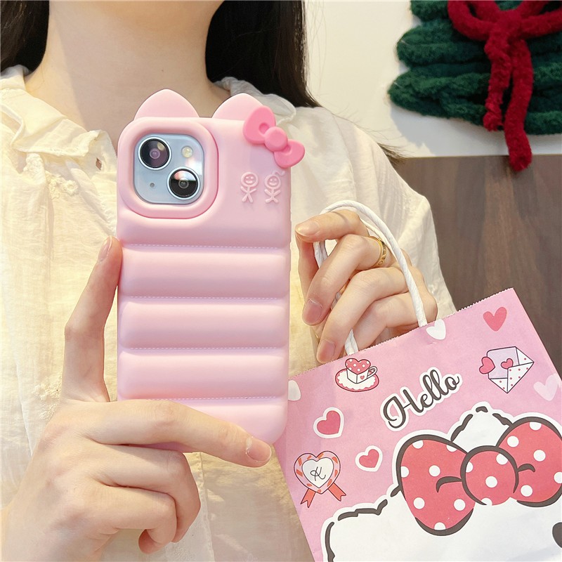 IPhone 17 Pro max 16 Pro Bow down họa tiết áo khoác Silica gel chất liệu điện thoại
