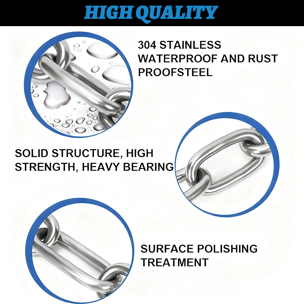 Dây chuyền thép không gỉ 304, dây phơi quần áo, xích thú cưng, dự án DIY, chống gỉ hàn