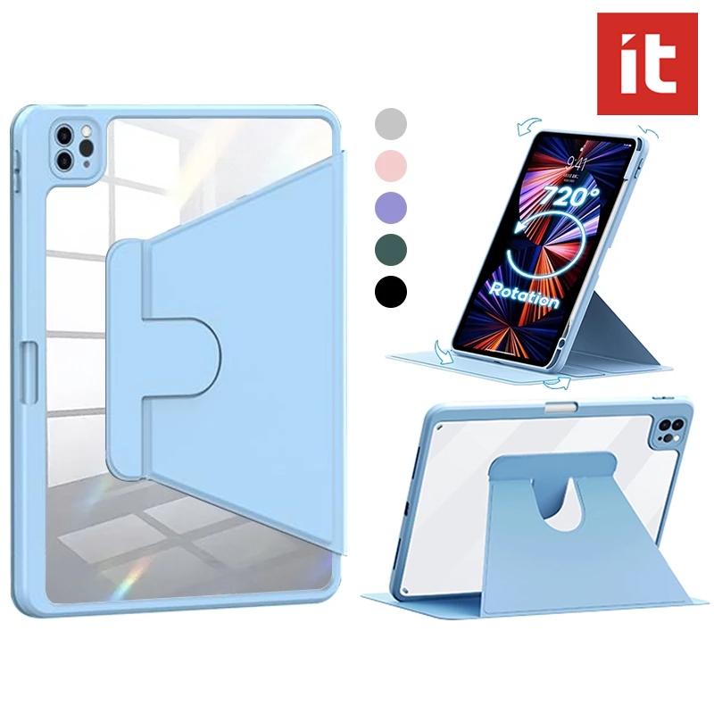 [it] Ốp Lưng Xoay Cho iPad Gen 12 11 (a16) 10 9 8 7 Pro 11 13 M4 / M5 air 8 / 7 / 6 / 5 / 4 M2 / M3 / M4, Vỏ Đứng Xoay 360 Độ, Vỏ Folio Xem Đa Góc Có Giá đỡ bút chì