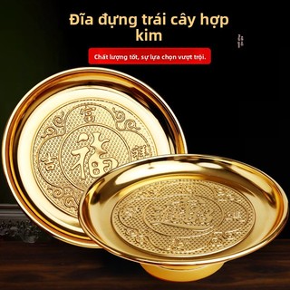 Tấm thờ cúng gia đình đồng thau hợp kim, đĩa trái cây dâng Phật, đĩa cúng trước bàn thờ