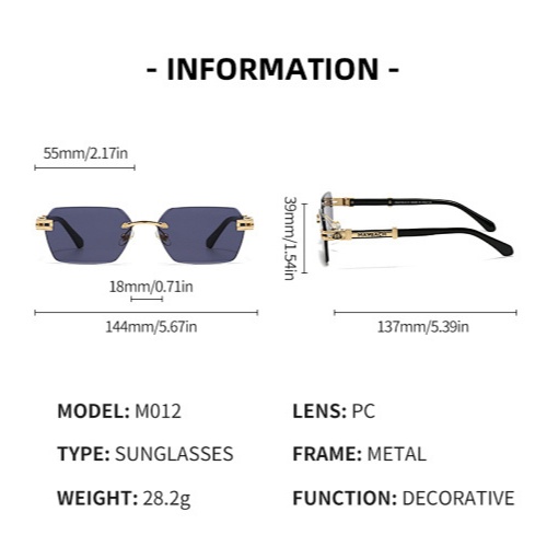 Kính Vuông Phong Cách Châu Âu Và Mỹ, Kính Râm Gradient Thời Trang Không Khung Unisex