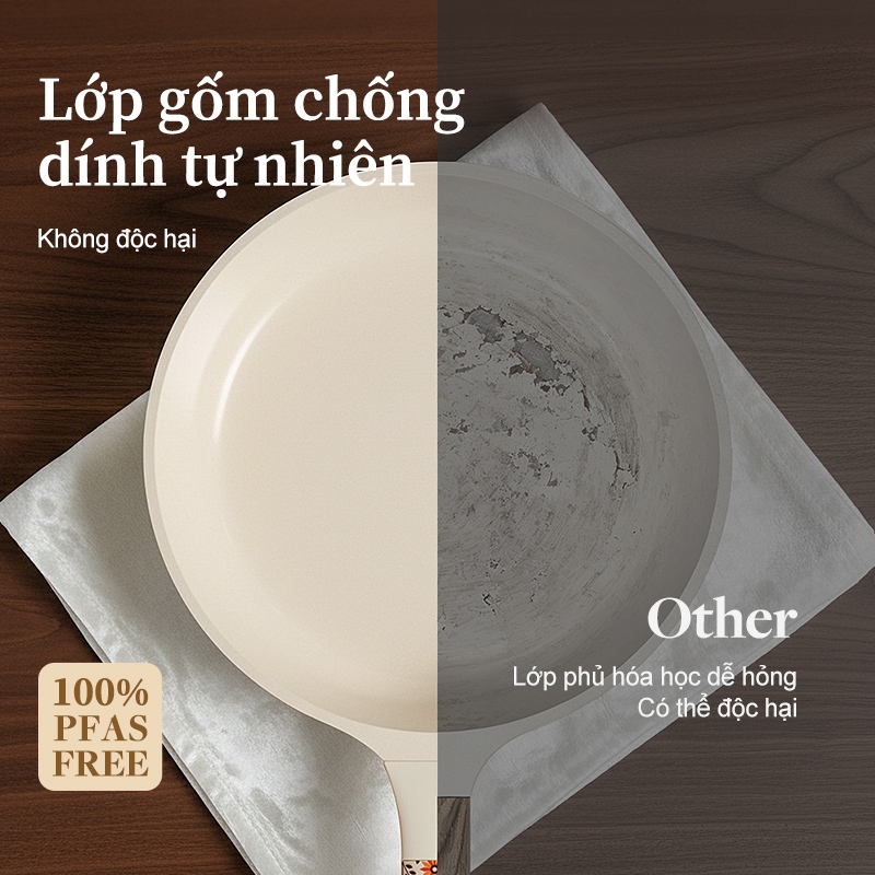 TJean Bộ bốn mảnh gốm họa tiết chống dính  (7 chiếc) Thích hợp cho tất cả các bếp