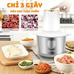 Máy chế biến thực phẩm PZZ, Máy xay thịt 2 tốc độ, Máy xay thực phẩm điện với 2 lưỡi dao bốn lớp, Một bát thủy tinh Một bát bằng thép không gỉ, Thích hợp cho rau củ, hành tây, tỏi, thịt, các loại hạt và thức ăn cho bé — ảnh 2