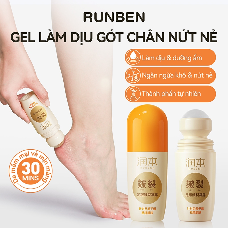 RUNBEN Gel trị nứt gót chân Dưỡng ẩm chuyên sâu Nuôi dưỡng và làm dịu gót chân khô và nứt nẻ 60ml