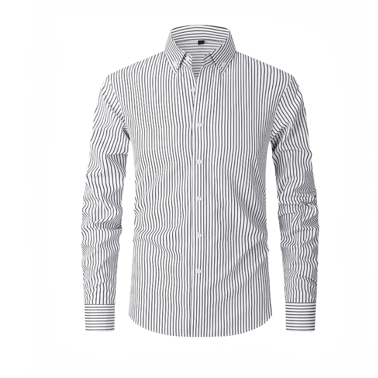 Áo sơ mi nam trắng dài tay màu xanh sọc, chất liệu cotton, phù hợp công sở