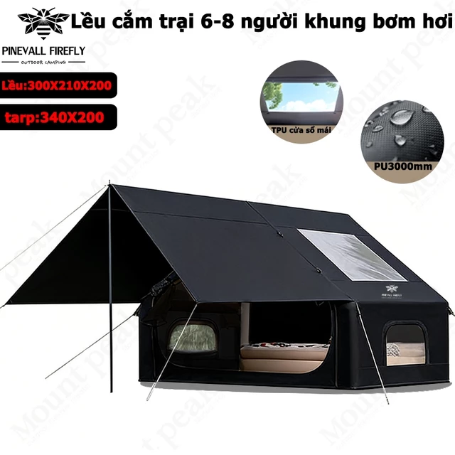 Lều bơm hơi, Lều cắm trại Glamping 8-10ng , Lều cắm trại bơm hơi tiện lợi chính hãng