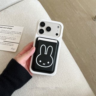 Ốp điện thoại đựng thẻ thỏ vẽ dòng phù hợp cho iPhone 11 12 Pro 13 Pro Max 15 Pro Max 14 16 Pro 16 Plus 17 Air 17 Pro 17 Pro Max