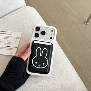 Ốp điện thoại đựng thẻ thỏ vẽ dòng phù hợp cho iPhone 11 12 Pro 13 Pro Max 15 Pro Max 14 16 Pro 16 Plus 17 Air 17 Pro 17 Pro Max