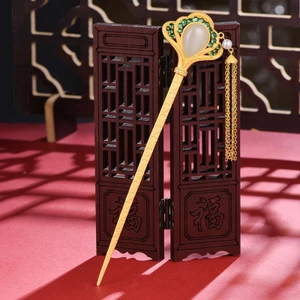 S925 Kẹp Tóc Bạc Ngọt Hetian Kẻ Sọc, Phong Cách Cung Đình Cổ Điển, Phụ Kiện Tóc Thời Trang