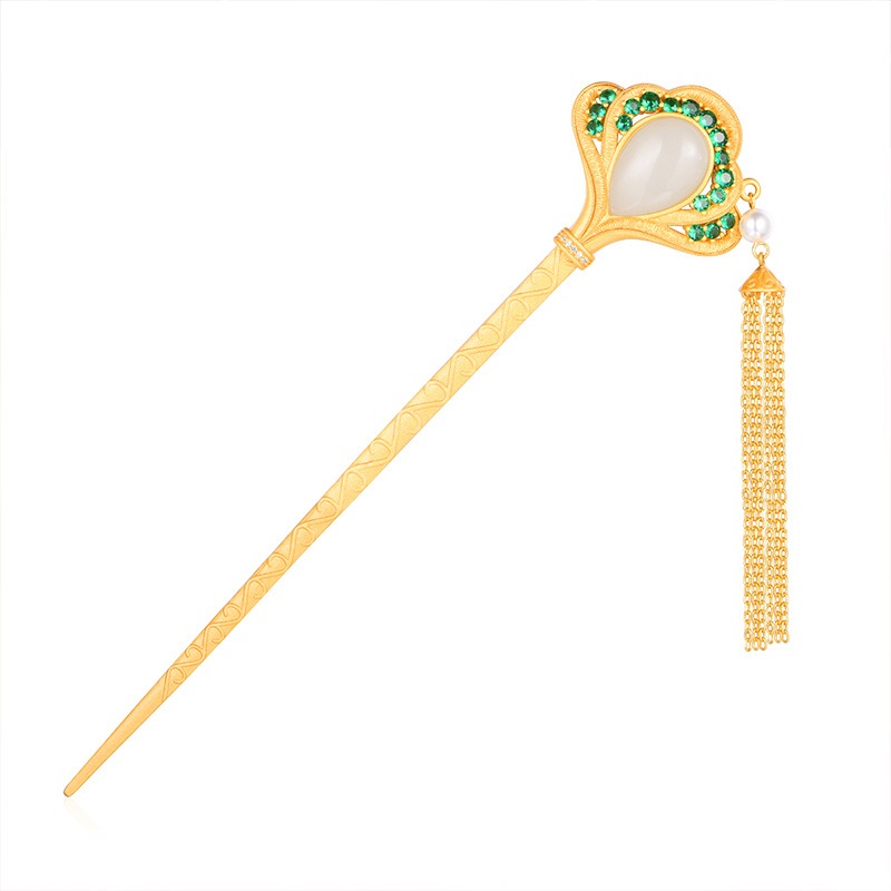 S925 Kẹp Tóc Bạc Ngọt Hetian Kẻ Sọc, Phong Cách Cung Đình Cổ Điển, Phụ Kiện Tóc Thời Trang