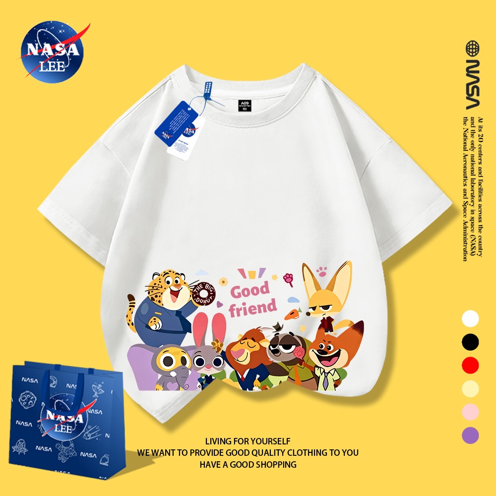 Áo thun trẻ em NASA LEE in hình hoạt hình Zootopia, form rộng thoải mái, chất liệu 100% cotton.