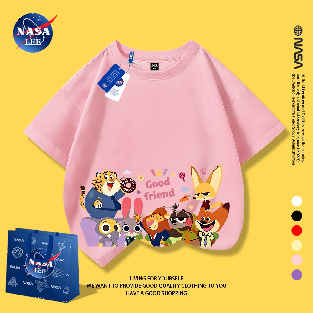 Áo thun trẻ em NASA LEE in hình hoạt hình Zootopia, form rộng thoải mái, chất liệu 100% cotton.