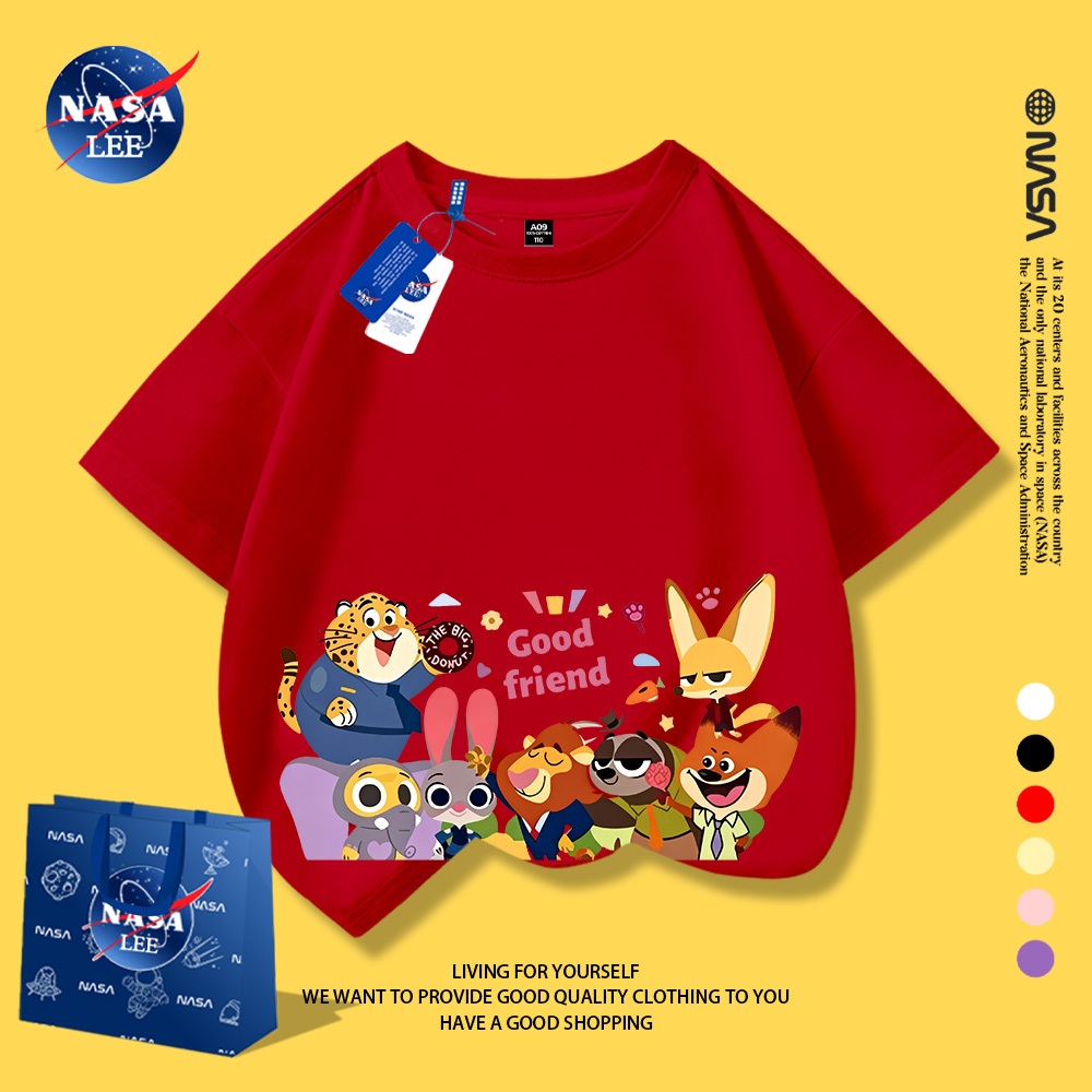 Áo thun trẻ em NASA LEE in hình hoạt hình Zootopia, form rộng thoải mái, chất liệu 100% cotton.