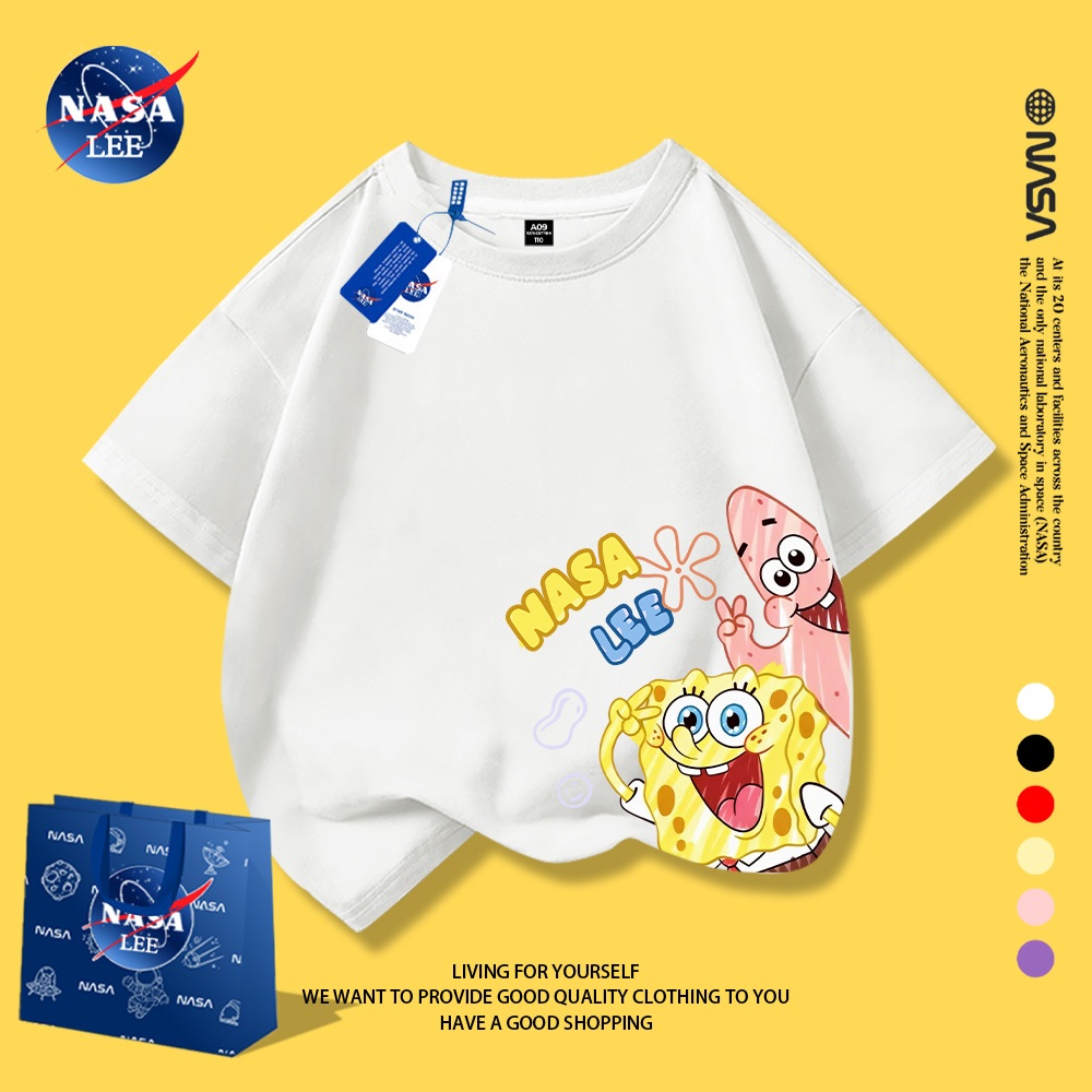 Áo thun trẻ em unisex NASA LEE in hình SpongeBob SquarePants (Bọt Biển Tinh Nghịch)chất liệu cotton.