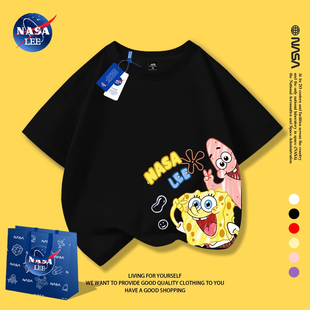 Áo thun trẻ em unisex NASA LEE in hình SpongeBob SquarePants (Bọt Biển Tinh Nghịch)chất liệu cotton.