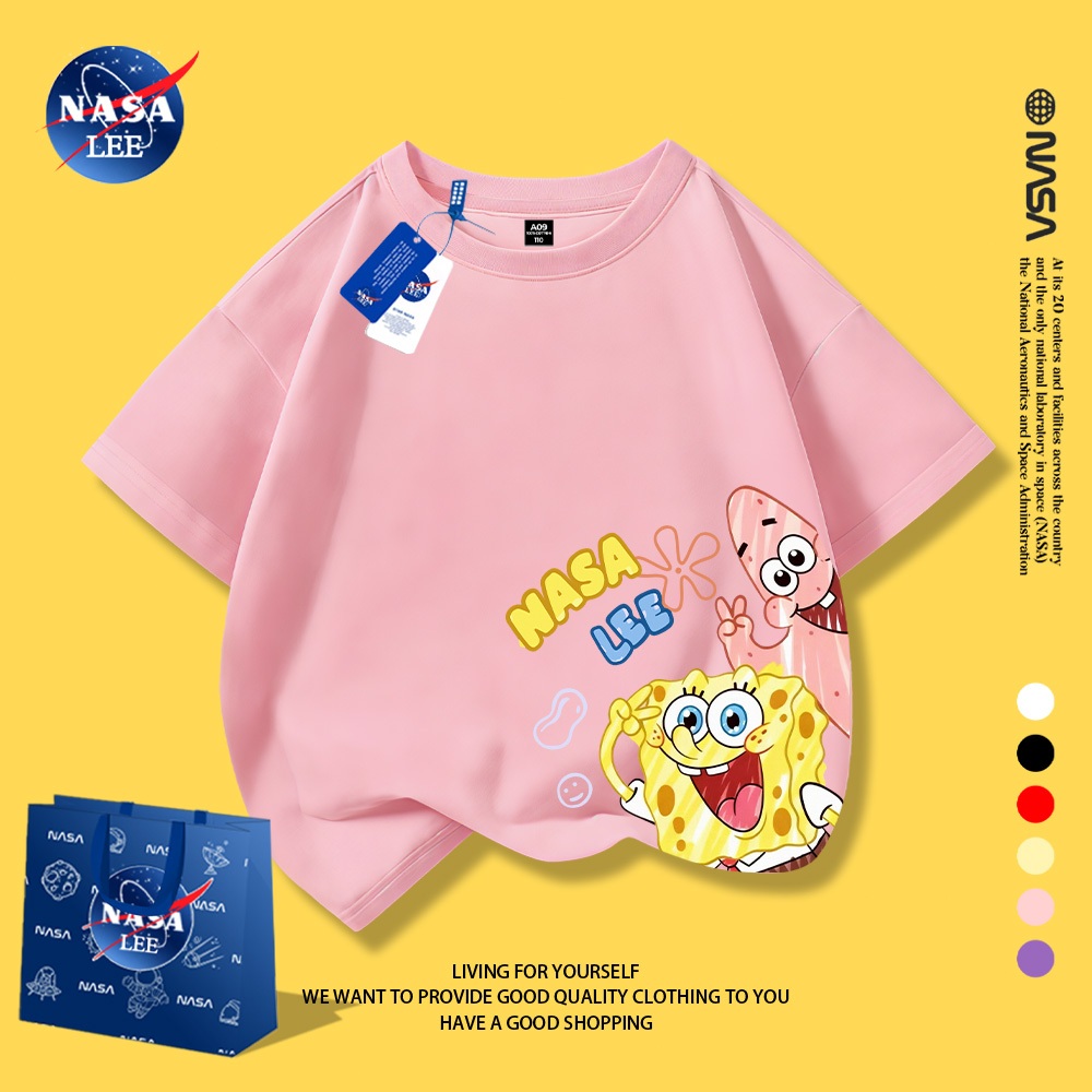 Áo thun trẻ em unisex NASA LEE in hình SpongeBob SquarePants (Bọt Biển Tinh Nghịch)chất liệu cotton.
