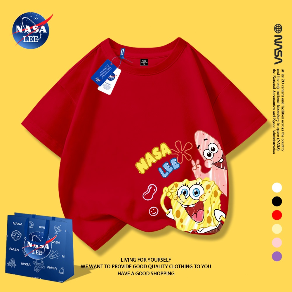 Áo thun trẻ em unisex NASA LEE in hình SpongeBob SquarePants (Bọt Biển Tinh Nghịch)chất liệu cotton.