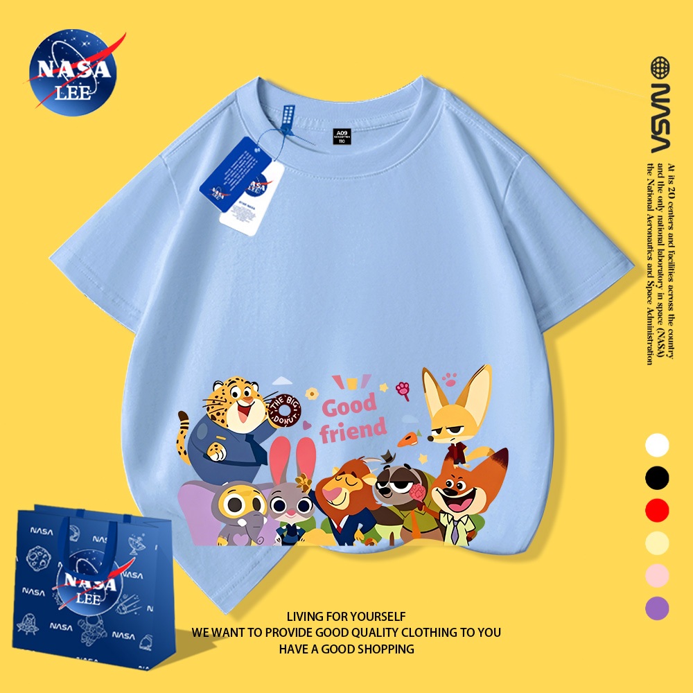 Áo thun trẻ em NASA LEE in hình hoạt hình Zootopia, form rộng thoải mái, chất liệu 100% cotton.