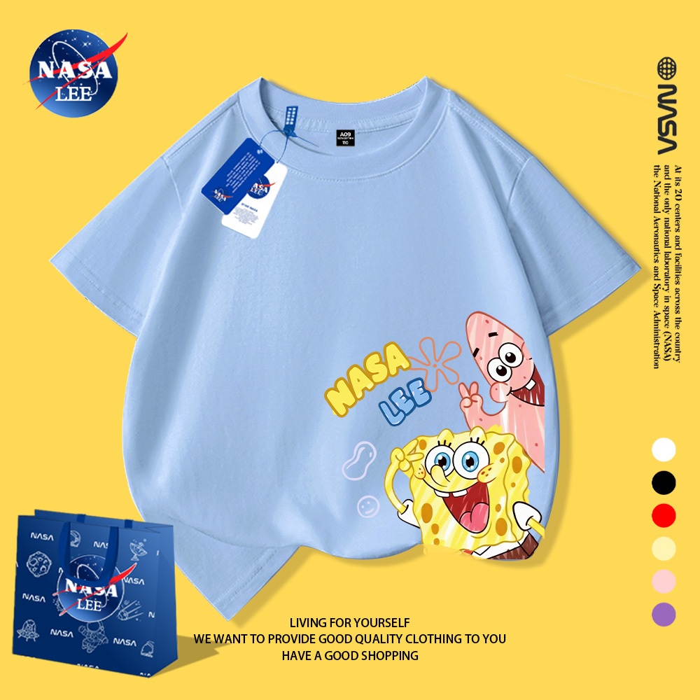 Áo thun trẻ em unisex NASA LEE in hình SpongeBob SquarePants (Bọt Biển Tinh Nghịch)chất liệu cotton.