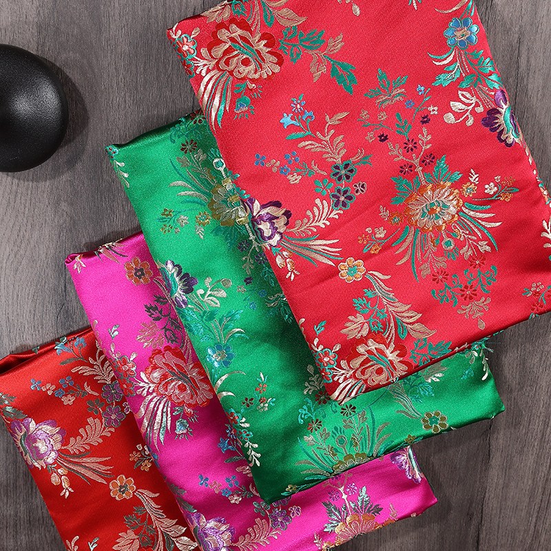 Begonia Hoa Thổ Cẩm Vải Hanfu Kimono Đường Trang Phục Sườn Xám Lụa Satin Vải Quần Áo 0.5 Mét JA28