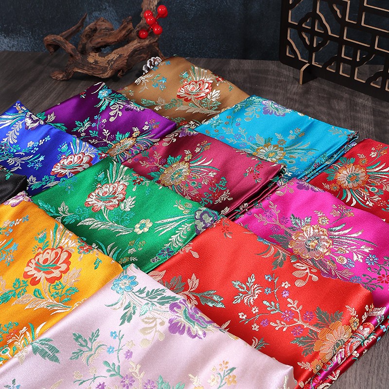 Begonia Hoa Thổ Cẩm Vải Hanfu Kimono Đường Trang Phục Sườn Xám Lụa Satin Vải Quần Áo 0.5 Mét JA28