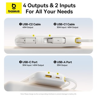 Baseus Qpow3 45W 20000mAh Màn hình kỹ thuật số Sạc nhanh Powerbank Tích hợp Cáp kép Type-C Power Bank