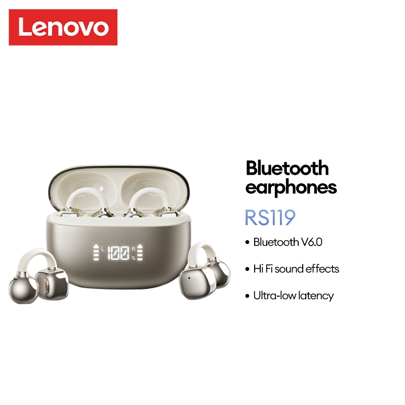 Tai nghe Bluetooth Lenovo RS119 TWS Chất lượng âm thanh HIFI Màn hình kỹ thuật số siêu từ tính Độ trễ thấp Khử tiếng ồn Đồng bộ hóa âm thanh nghe nhìn độ phân giải cao Bluetooth6.0