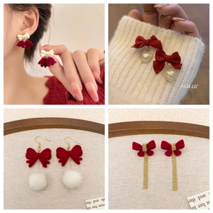 Bông Tai Phong Cách Mới Với Rhinestone Màu Đỏ, Thích Hợp Thời Trang