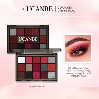 Bảng mắt UCANBE 15 màu đỏ burgundy – đủ lì, nhũ, kim loại, glitter – sắc tố cao, đẹp cho Joker, Halloween, Giáng sinh