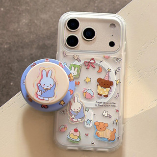 Ốp điện thoại họa tiết thỏ có giá đỡ tương thích với iPhone 11 12 Pro 13 Pro Max 15 Pro Max 14 16 Pro 16 Plus 17 Air 17 Pro 17 Pro Max