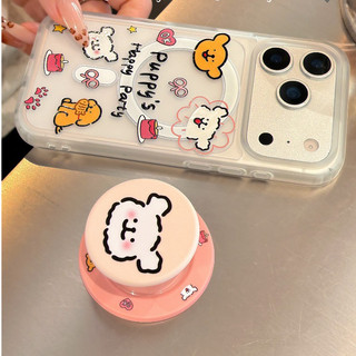 Ốp điện thoại hình chú chó con có giá đỡ tương thích với iPhone 11 12 Pro 13 Pro Max 15 Pro Max 14 16 Pro 16 Plus 17 Air 17 Pro 17 Pro Max