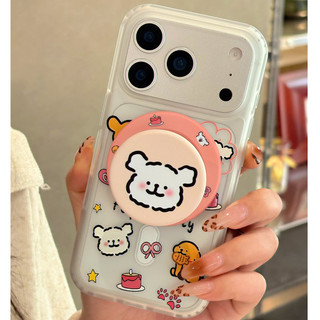 Ốp điện thoại hình chú chó con có giá đỡ tương thích với iPhone 11 12 Pro 13 Pro Max 15 Pro Max 14 16 Pro 16 Plus 17 Air 17 Pro 17 Pro Max